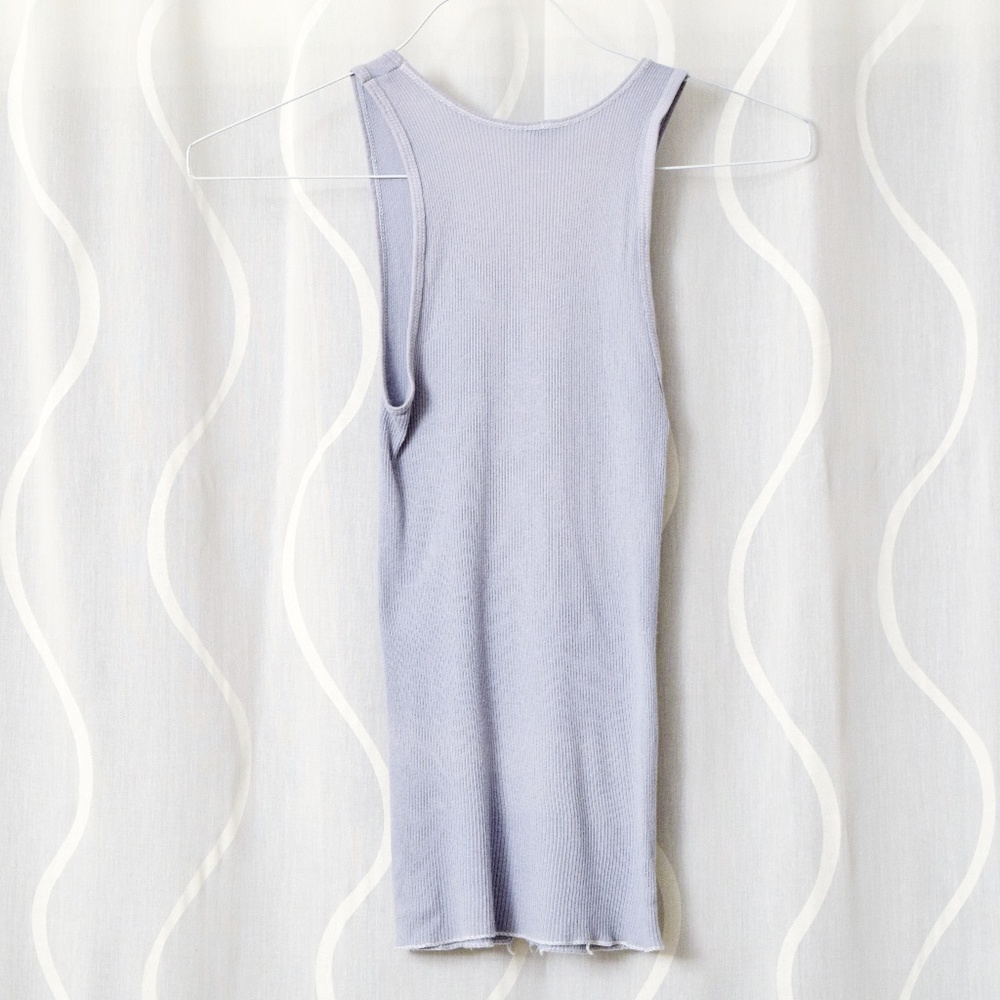 Cotton Ribbed Knit Racerback Tank Top - Picture 2 of 4